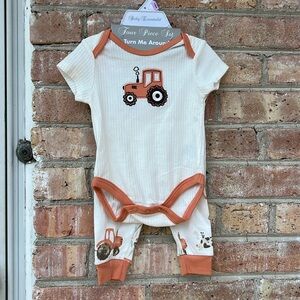 Baby Tractor Print Onesie and Pants Set